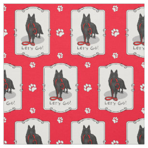 Funny Let's Go! Walk Belgian Sheepdog (black 1) Fabric