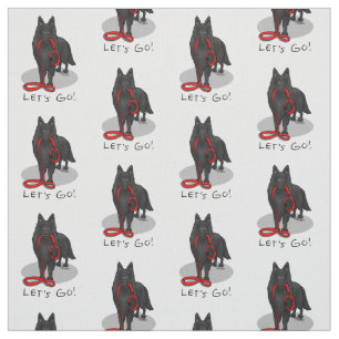 Funny Let's Go! Walk Belgian Sheepdog (black 1) Fabric