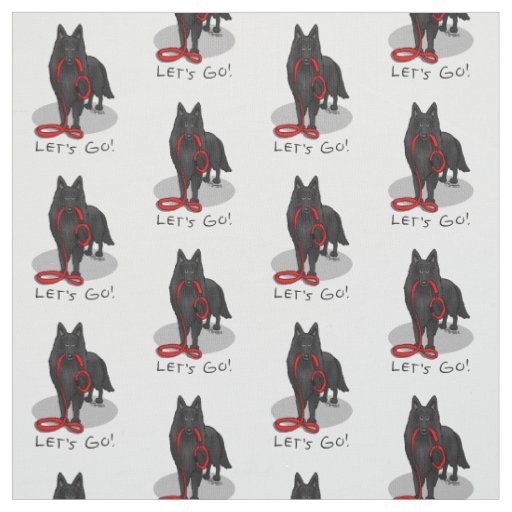 Funny Let's Go! Walk Belgian Sheepdog (black 1) Fabric