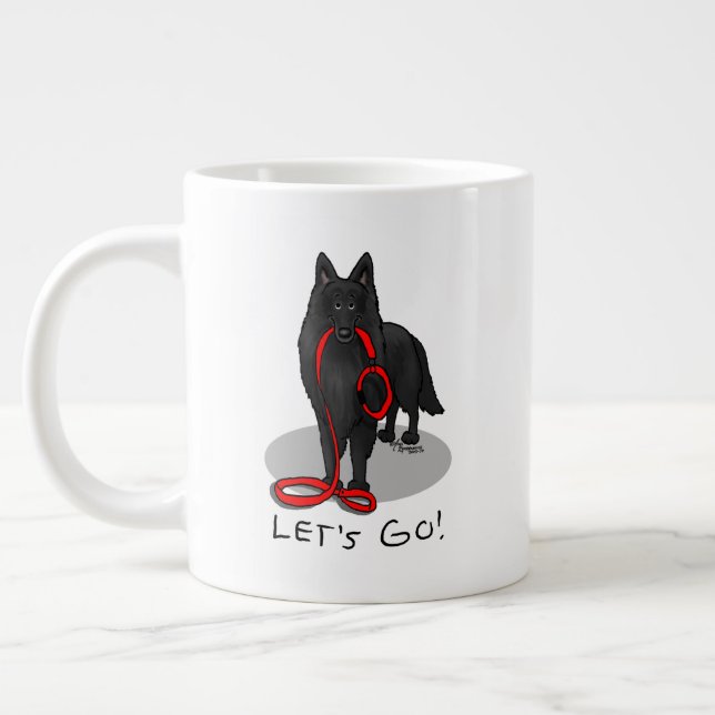 Funny Let's Go! Walk Belgian Sheepdog (black 1) Giant Coffee Mug (Left)