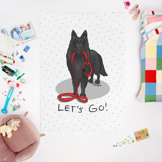Funny Let's Go! Walk Belgian Sheepdog (black 1) Outdoor Rug (Insitu (Babyroom))