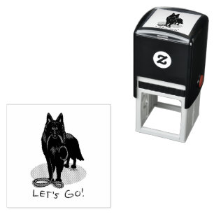Funny Let's Go! Walk Belgian Sheepdog (black 1) Self-inking Stamp