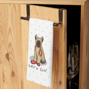 Funny Let's Go! Walk Briard (cr tawny black 1) Kitchen Towel