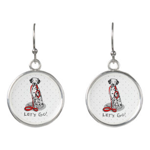 Funny Let's Go! Walk Dalmatian Dog (black 1) Earrings