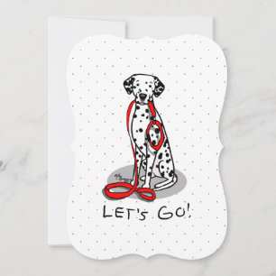 Funny Let's Go! Walk Dalmatian Dog (black 1) Holiday Card