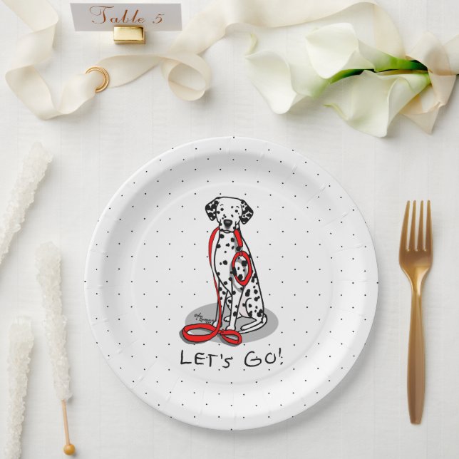 Funny Let's Go! Walk Dalmatian Dog (black 1) Paper Plates (Wedding)