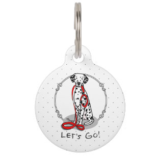 Funny Let's Go! Walk Dalmatian Dog (black 1) Pet ID Tag