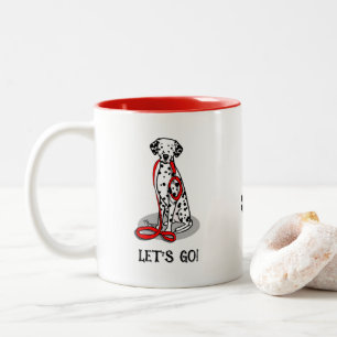 Funny Let's Go! Walk Dalmatian Dog (black 1) Two-Tone Coffee Mug