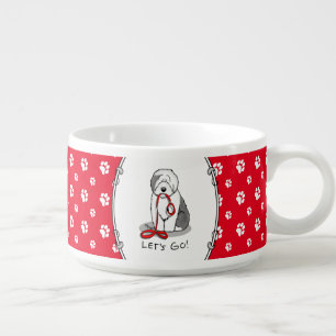 Funny Let's Go! Walk Old English Sheepdog (Gray 1) Bowl