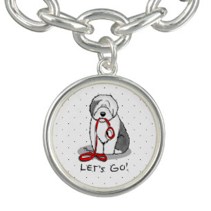 Funny Let's Go! Walk Old English Sheepdog (Gray 1) Bracelet