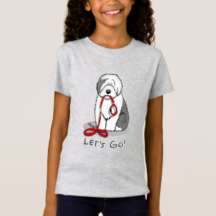 Funny Let's Go! Walk Old English Sheepdog (Gray 1) T-Shirt
