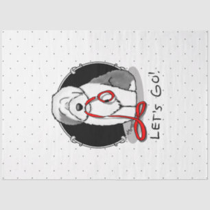 Funny Let's Go! Walk Old English Sheepdog (Gray 1) Tissue Paper