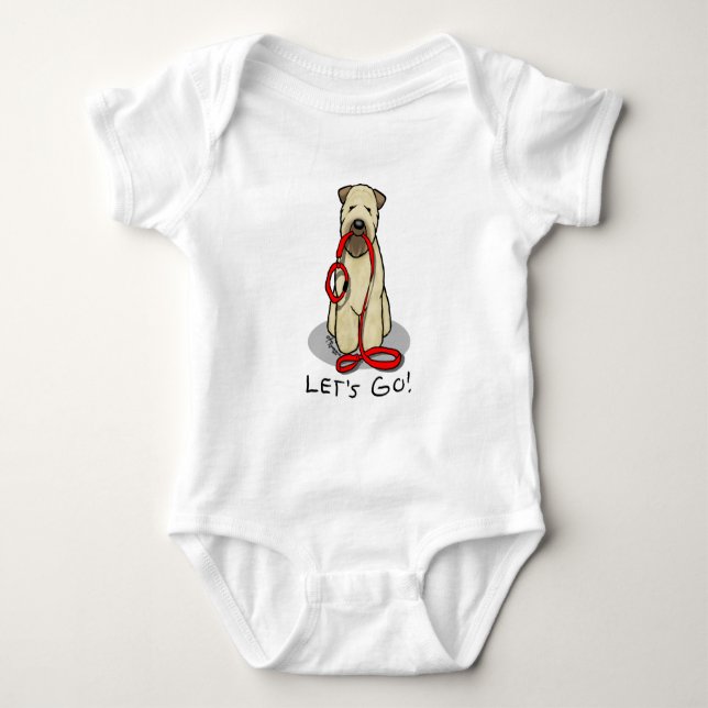 Funny Let's Go! Walk Wheaten Terrier (wheaten 1b2) Baby Bodysuit (Front)