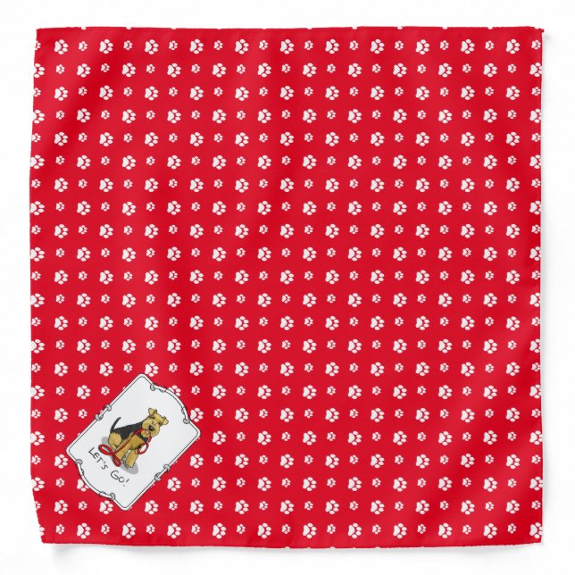 Funny Let's Go! Welsh Terrier Dog with Leash Bandana (Front)