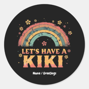 Funny "Let's Have a Kiki" LGBT Trans Gender Retro Classic Round Sticker