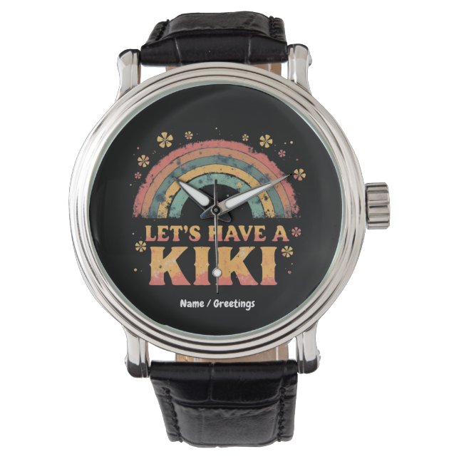 Funny "Let's Have a Kiki" LGBT Trans Gender Retro  Watch (Front)
