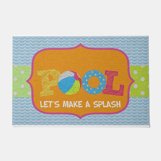 Funny Let's Make A Splash Mat, Pool Decor Doormat (Front)