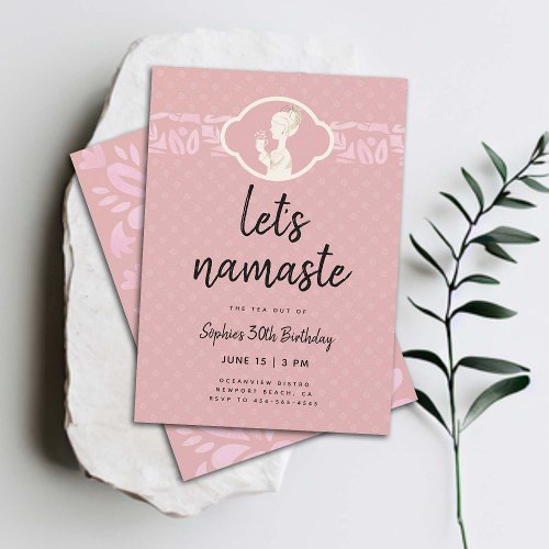 Funny Lets Namaste Women 30th Birthday Tea Party Invitation