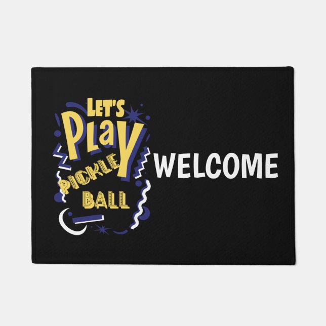 Funny Let's Play Pickleball Party Design Doormat (Front)