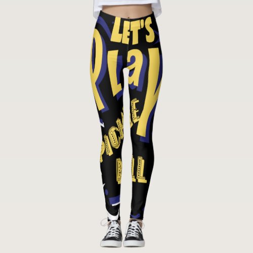 Funny Lets Play Pickleball Party Design Leggings