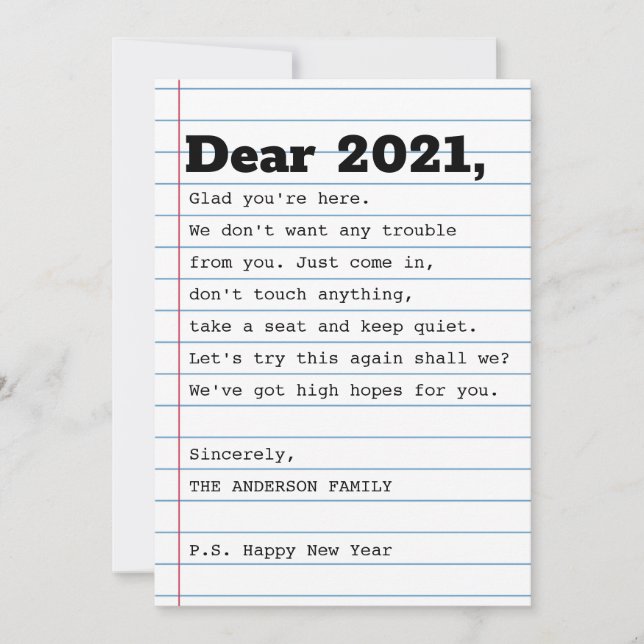 Funny Let's Try This Again New Year Cute Dear 2021 Holiday Card (Front)