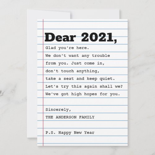 Funny Lets Try This Again New Year Cute Dear 2021 Holiday Card