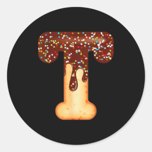 Funny Letter T Ice Cream Chocolate Sprinkles Classic Round Sticker