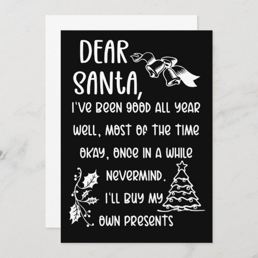 Funny Letter to Santa Christmas Xmas gifts (Front/Back)