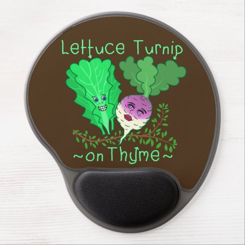 Funny Lettuce Turnip Thyme Vegetable Pun Cartoon Gel Mouse Pad