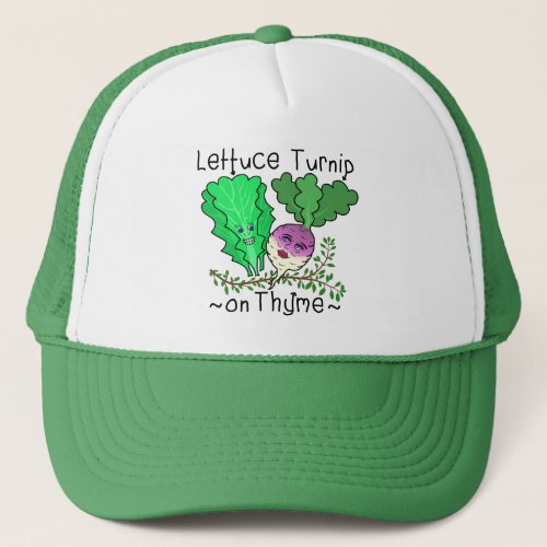 Funny Lettuce Turnip Thyme Vegetable Pun Cartoon Trucker Hat