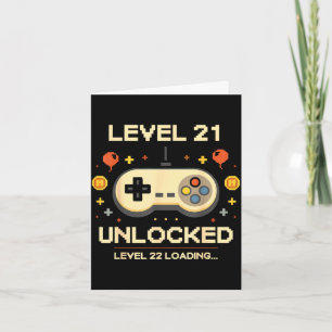 Funny level 21 unlocked gamer 21st birthday video card