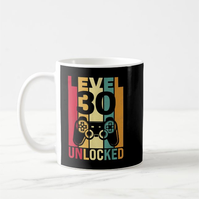 Funny Level 30 Unlocked Him Men BDay Turning 30th  Coffee Mug (Left)