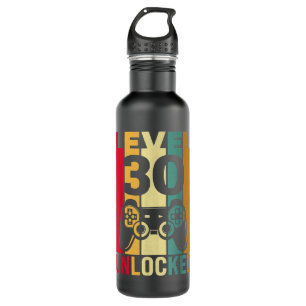 Funny Level 30 Unlocked Him Men BDay Turning 30th Stainless Steel Water Bottle