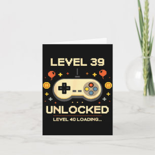 Funny level 39 unlocked gamer 39th birthday video card