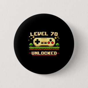 Funny level 70 unlocked video game 70th birthday button
