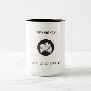 Funny Level Unlocked Video Gamer Birthday Two-Tone Coffee Mug