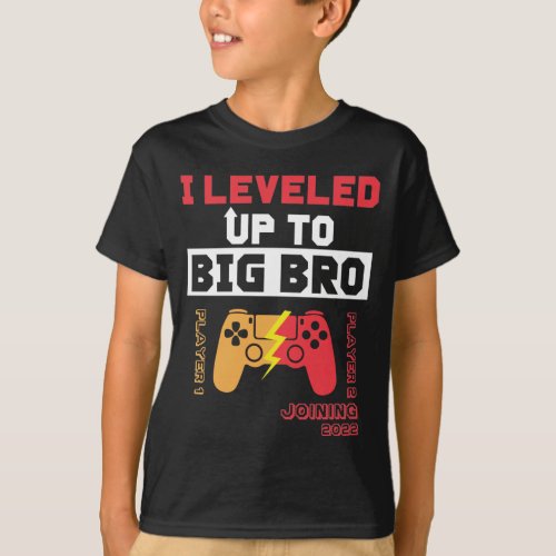 Funny leveled up to big bro 2022 Gamer Brother T_Shirt