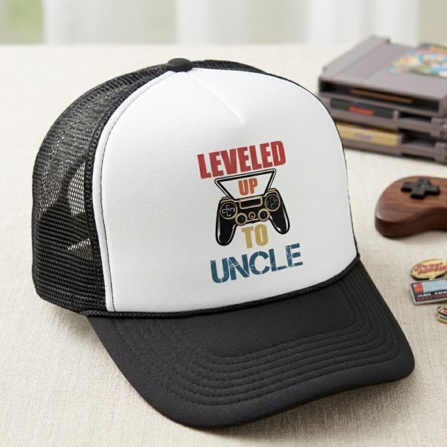 Funny Leveled Up to Uncle Retro Gamer Quote Trucker Hat (Creator Uploaded)