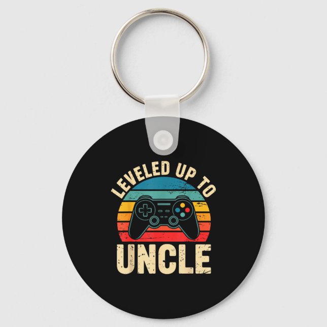 Funny Leveled Up To Uncle Video Gamers Gaming Cute Keychain (Front)