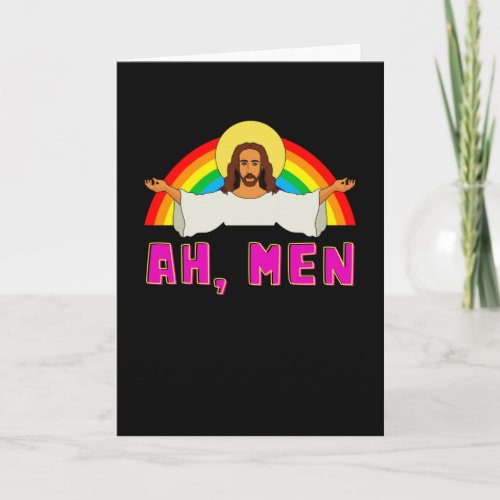 Funny LGBT Ah Man Jesus Gay Pride Rainbow Card