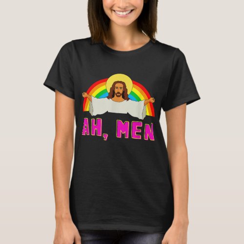 Funny LGBT Ah Man Jesus Gay Pride Rainbow T_Shirt