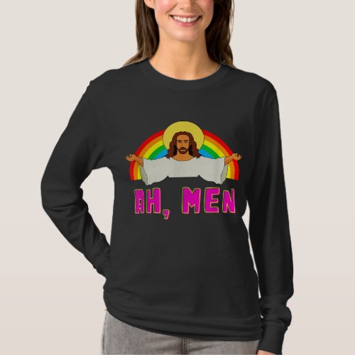 Funny LGBT Ah Man Jesus Gay Pride Rainbow T_Shirt