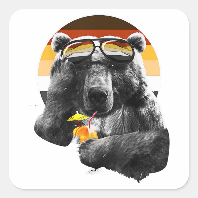 Funny LGBT Gay Bear Pride  Square Sticker (Front)