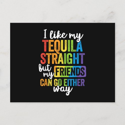 Funny LGBT I Like My Tequila Straight Announcement Postcard
