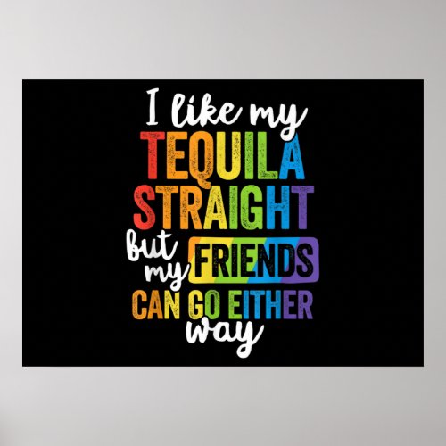 Funny LGBT I Like My Tequila Straight Poster