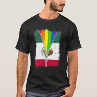 Funny LGBT Mexico Flag Zip Rainbow Mexican Gay Pri T-Shirt