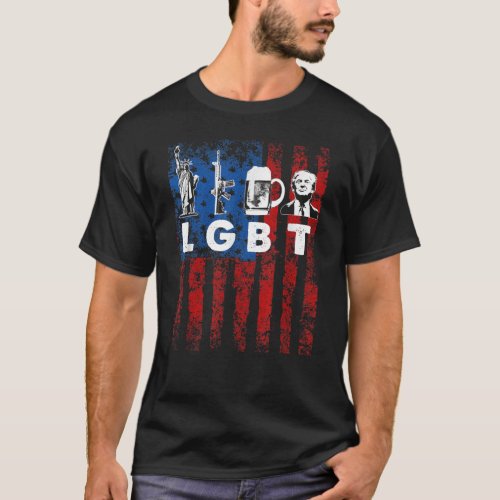 Funny LGBT Parody Liberty Guns Beer Trump USA Gift T_Shirt