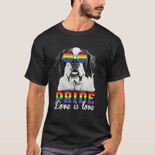 Funny LGBT Pride Love Is Love Bernard Dog T_Shirt