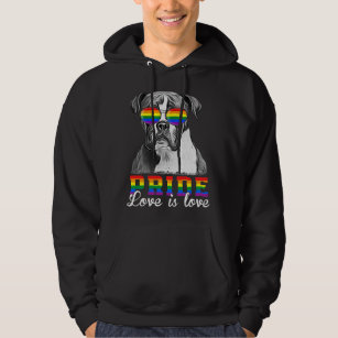 Funny LGBT Pride Love Is Love Boxer Dog Hoodie