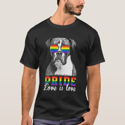 Funny LGBT Pride Love Is Love Boxer Dog T_Shirt